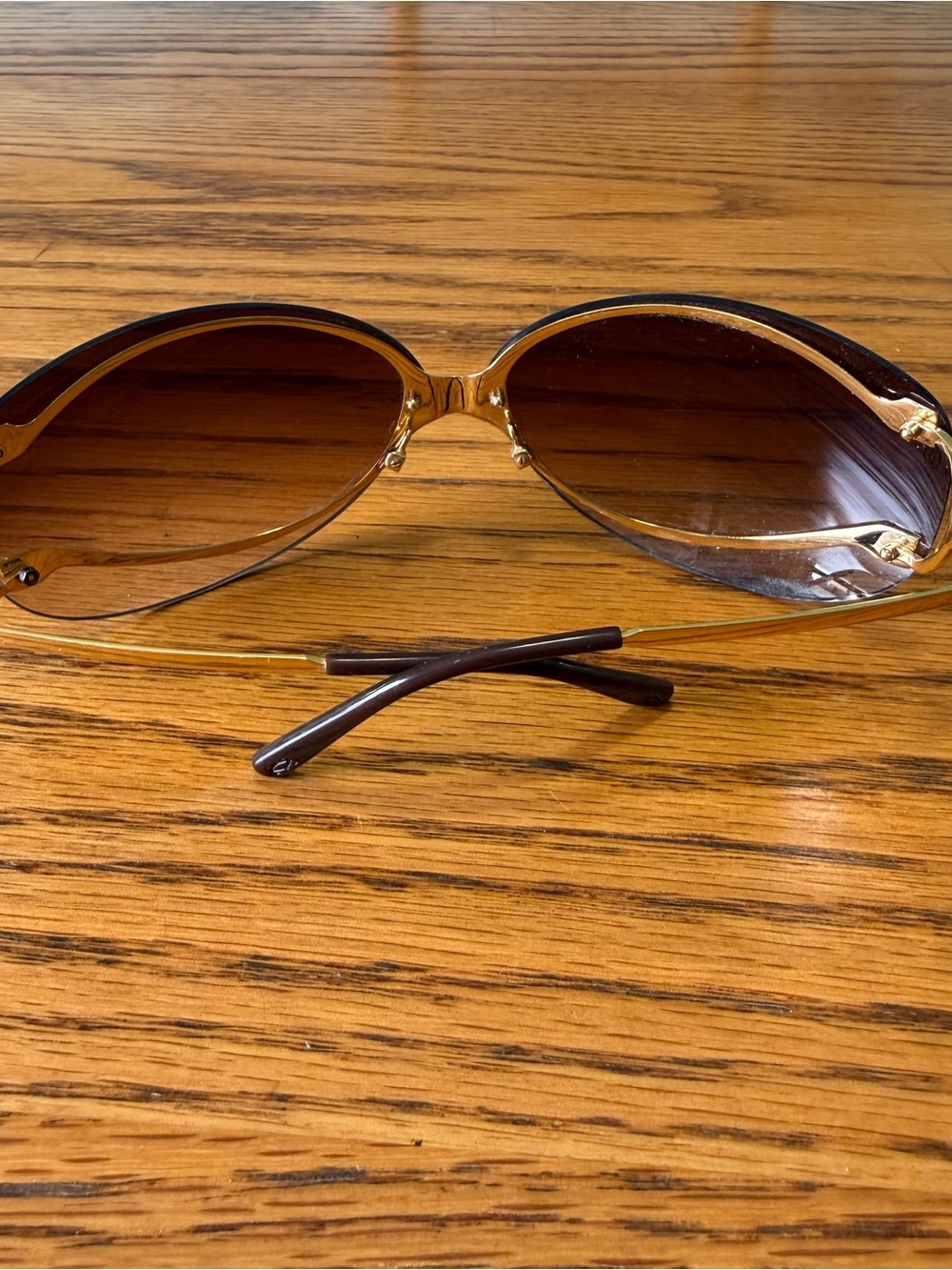 Cartier Vintage Cartier Cat Eye Rimless Sunglasses Gold /Lens Gradient Brown - Picture 4 of 15